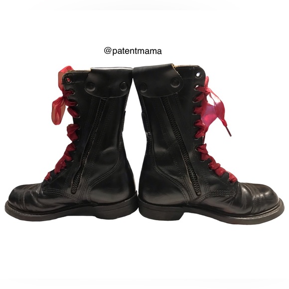 WOMENS VINTAGE CAROLINA REAL LEATHER LOGGER WORK BOOTS WITH A TOUCH OF GLAM - Picture 3 of 13